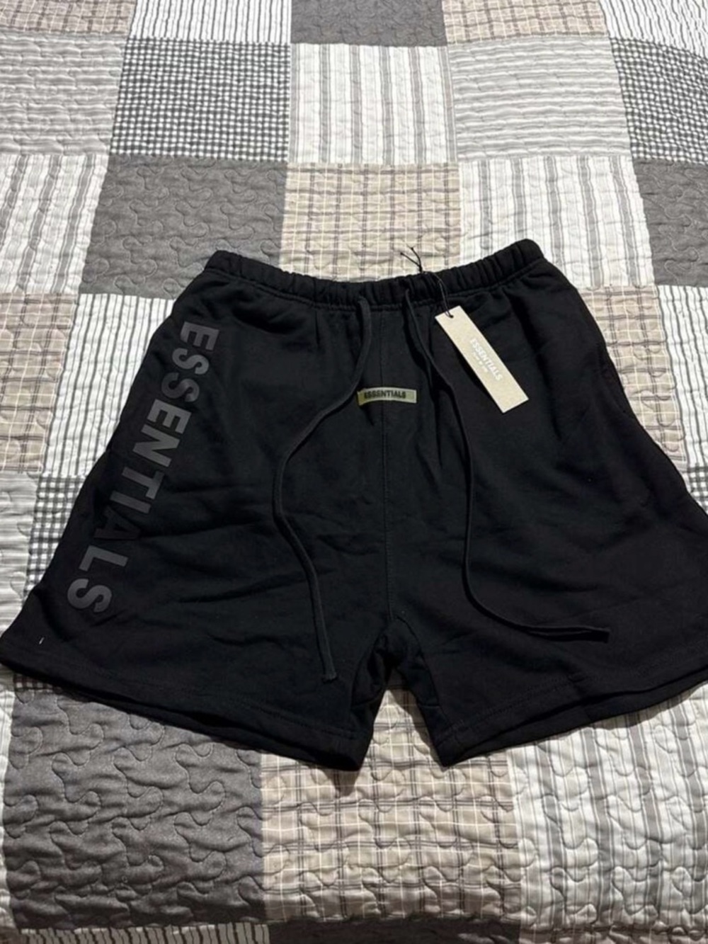 Essentials Black Men's Athletic Logo Shorts